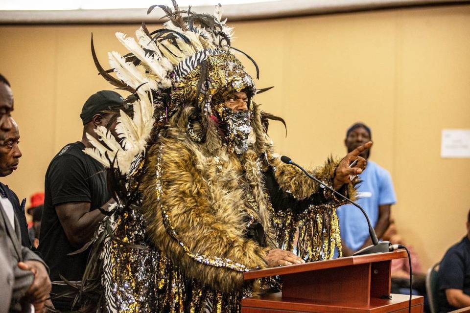 Israelion Moor-7 Hebrew Bey, who claims to be an “Aboriginal National,” spoke during a tense council meeting to discuss a possible City of Hialeah incorporation of part of Brownsville, a historic African-American neighborhood in Miami-Dade County. , on Tuesday, April 25, 2023.