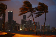 <p>The skyline is seen as the outer bands of Hurricane Irma start to reach Florida on Sept. 9, 2017 in Miami, Fla. (Photo: Joe Raedle/Getty Images) </p>