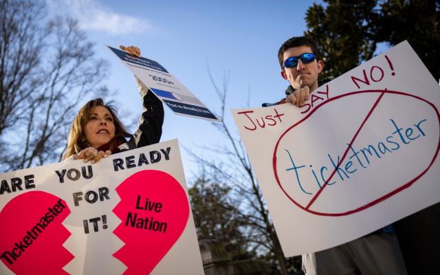 Taylor Swift fans protesting Ticketmaster outside the US Capitol in January - Getty