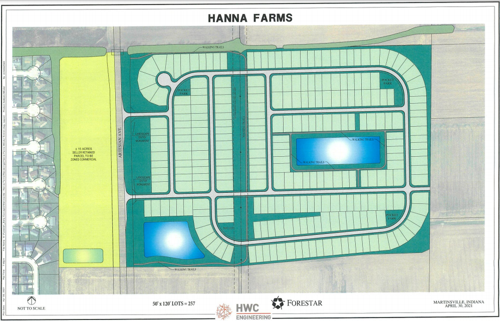 Hanna Farms has agreed to sell 85 acres of farmland to be developed into more than 250 homes off Artesian Avenue in Martinsville.