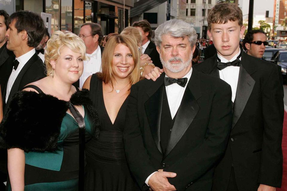 <p>Vince Bucci/Getty</p> George Lucas arrives with his children Katie, Amanda and Jett at the 33rd AFI Life Achievement Award tribute to George Lucas on June 9, 2005 in Hollywood, California. 