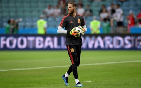 David De Gea of Spain warms up prior to the 2018 FIFA World Cup Russia group B match between Portugal and Spain at Fisht Stadium on June 15, - Credit: Stu Forster/Getty Images