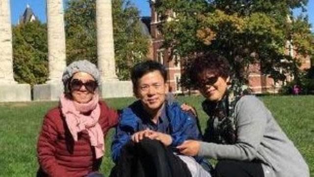 Mengqi, left, and her parents during their visit from China to help care for their granddaughter. / Credit: Amy Salladay