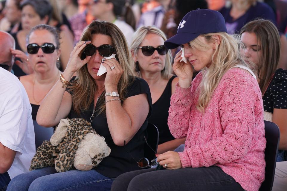 Emma Webber (left), the mother of Barnaby Webber, during a vigil at the University of Nottingham after he and two others - Grace O'Malley-Kumar and Ian Coates were killed and another three hurt in connected attacks on Tuesday morning. Picture date: Wednesday June 14, 2023.