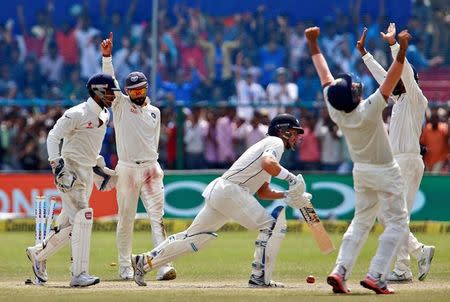 Cricket - India v New Zealand - First Test cricket match - Green Park Stadium, Kanpur - 26/09/2016. India's cricket players celebrate after winning the match. REUTERS/Danish Siddiqui