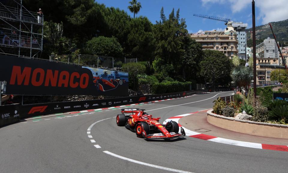 <span>Charles Leclerc rounds a corner on his way to qualifying on pole position in <a class="link " href="https://sports.yahoo.com/soccer/teams/monaco/" data-i13n="sec:content-canvas;subsec:anchor_text;elm:context_link" data-ylk="slk:Monaco;sec:content-canvas;subsec:anchor_text;elm:context_link;itc:0">Monaco</a>. </span><span>Photograph: sportinfoto/DeFodi Images/Shutterstock</span>