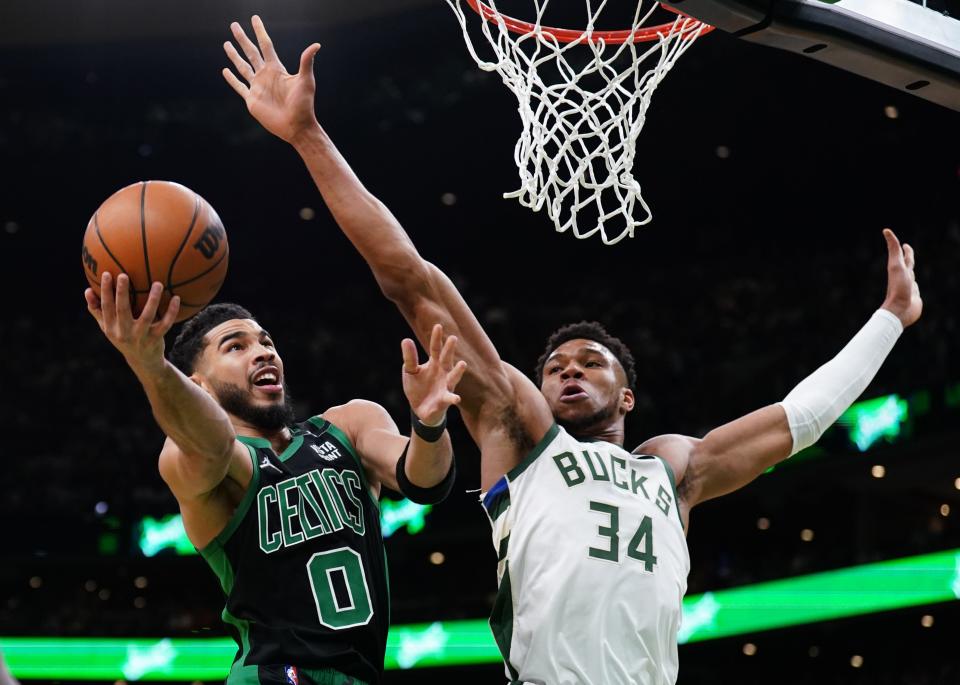 Jayson Tatum is averaging 28.3 points per game in the series, while Giannis Antetokounmpo is averaging 35.3 points.