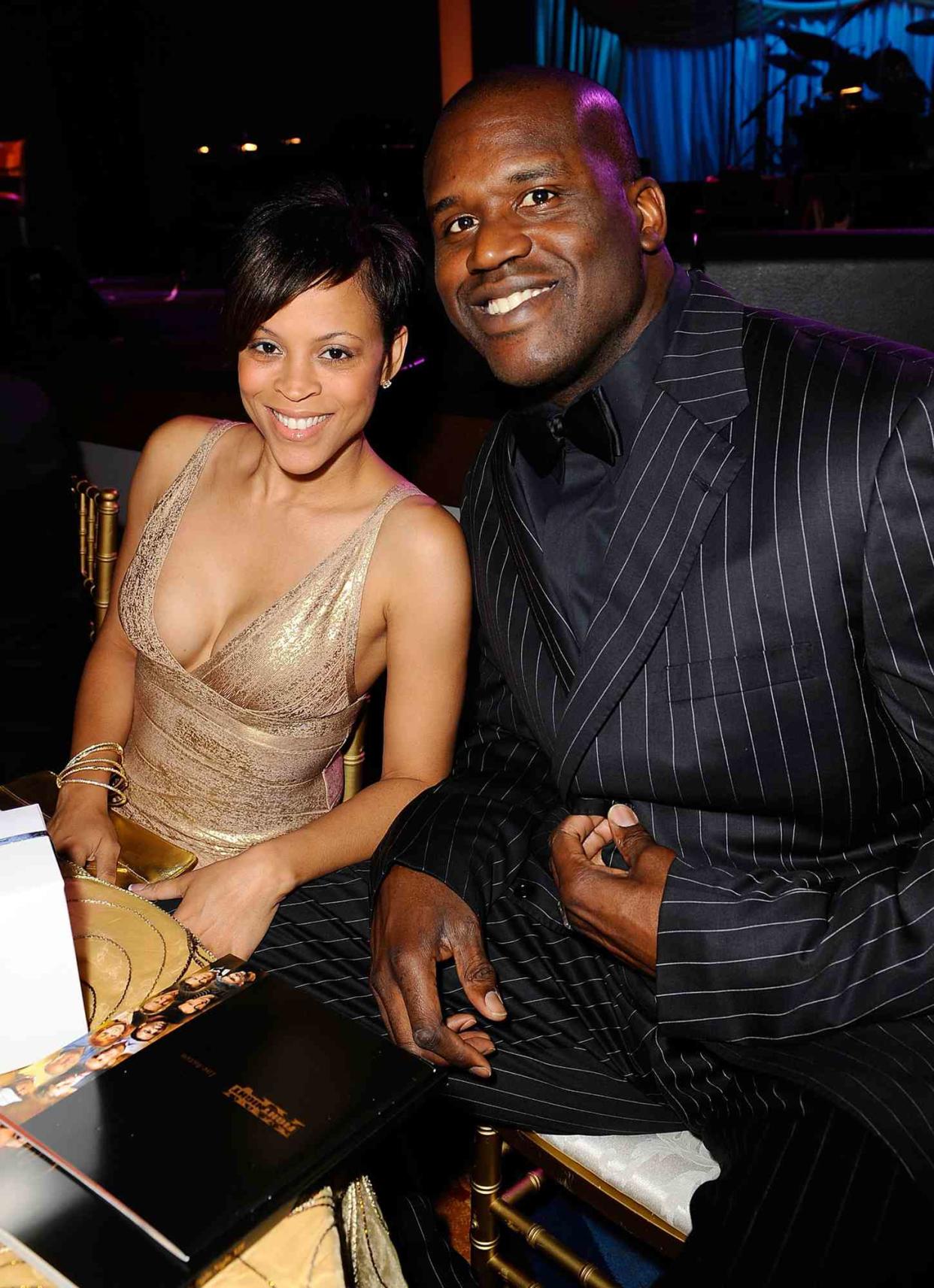 Shaquille O'Neal and wife Shaunie O'Neal at Muhammad Ali's Celebrity Fight Night XIV at the JW Marriott Desert Ridge Resort & Spa on April 5, 2008 in Scottsdale, Arizona