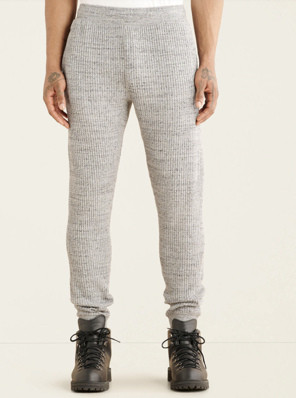 Stretch Waffle Jogger in Salt & Pepper (Photo via Roots)