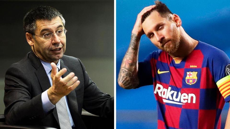 The fallout to the Lionel Messi (pictured right) drama continues after Barcelona president Josep Bartomeu (pictured left) resigned. (Getty Images)