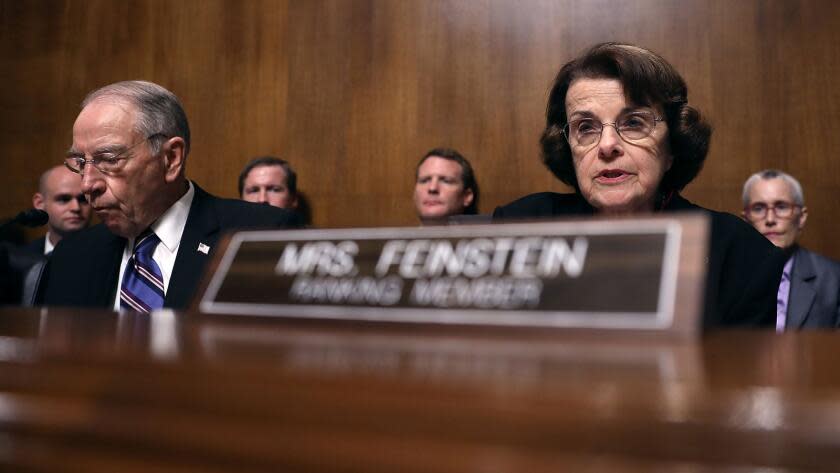 Sen. Dianne Feinstein (D-CA) (R) and Chairman Charles Grassley (R-IA)