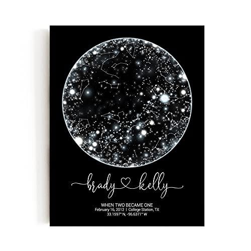 12) Custom Star Map - Personalized Constellation Map (Print, Multiple Sizes, Night Sky by date Wall Art, Unique Gift - Special Occasion, Wedding Gift, Anniversary Gift, Valentines Day Gift)
