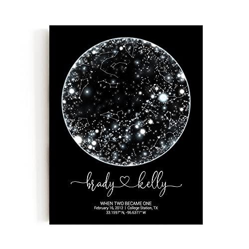 Custom Star Map - Personalized Constellation Map (Print, Multiple Sizes, Night Sky by date Wall Art, Unique Gift - Special Occasion, Wedding Gift, Anniversary Gift, Valentines Day Gift)