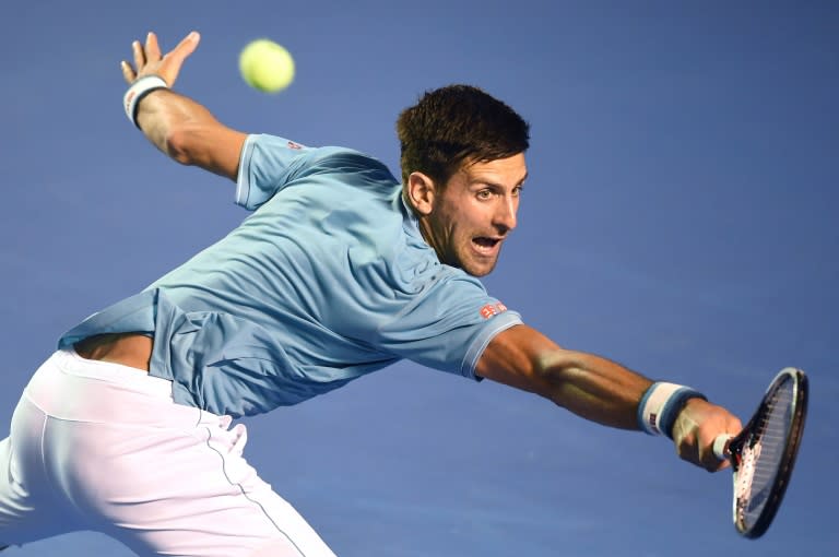 Serbia's Novak Djokovic returns the ball to Argentina's Juan Martin del Potro during their ATP Acapulco second round match, in Mexico, on March 1, 2017