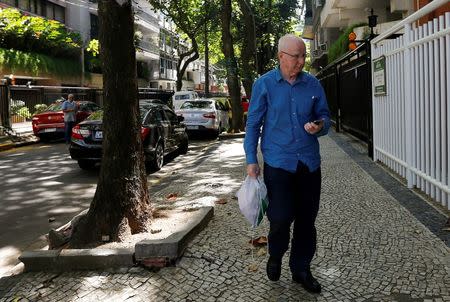 Former top European member of the International Olympic Committee (IOC), Patrick Hickey, arrives at a residential building after leaving the Bangu Jails Complex in Rio de Janeiro, Brazil, August 30, 2016. REUTERS/Ricardo Moraes