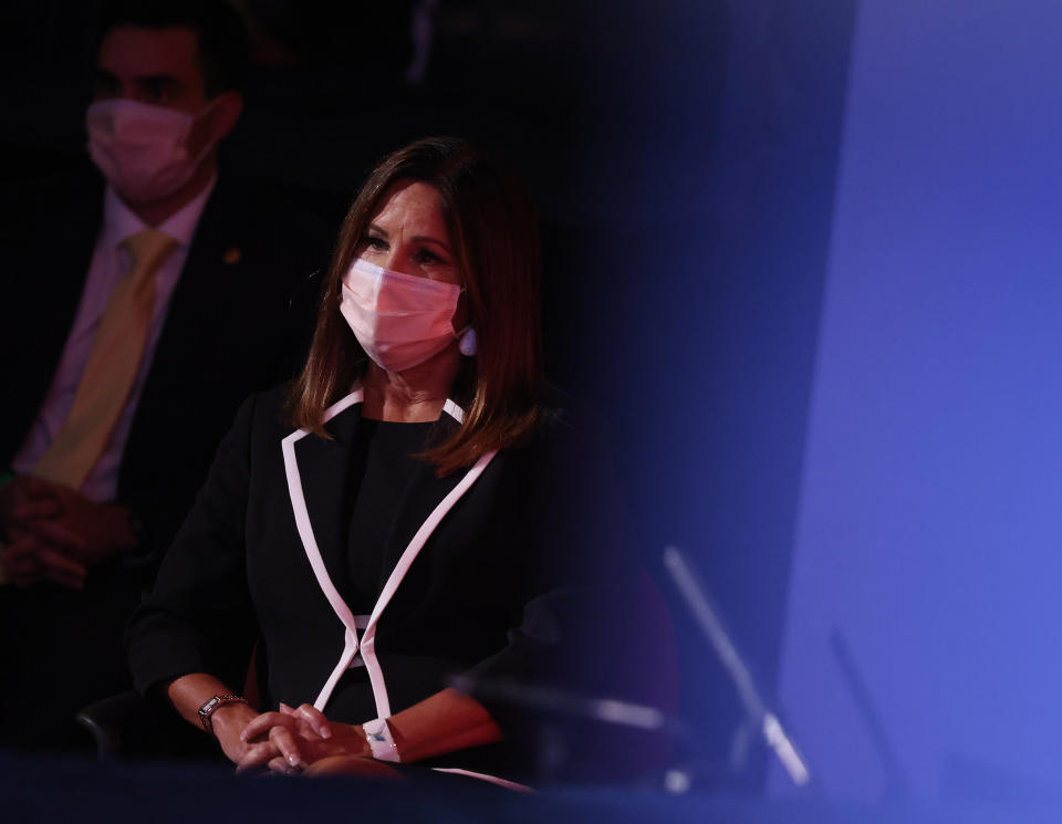 SALT LAKE CITY, UTAH - OCTOBER 07: Wife of Vice President Mike Pence Karen Pence attends the vice presidential debate between Harris and Pence at the University of Utah on October 7, 2020 in Salt Lake City, Utah. The vice presidential candidates only meet once to debate before the general election on November 3. (Photo by Justin Sullivan/Getty Images)