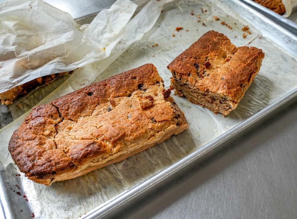 Griffin promises that her mandelbrot, a Jewish version of biscotti, are denser and softer than their Italian cousin and "will not break your teeth."