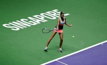 Tennis - WTA Tour Finals - Singapore Indoor Stadium, Singapore - October 22, 2017 Czech Republic's Karolina Pliskova in action during her group stage match with USA's Venus Williams REUTERS/Jeremy Lee