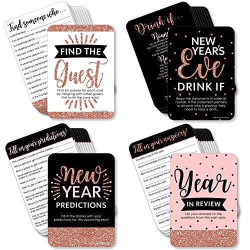 17) Big Dot of Happiness Rose Gold Happy New Year Party Games (Set of 4)