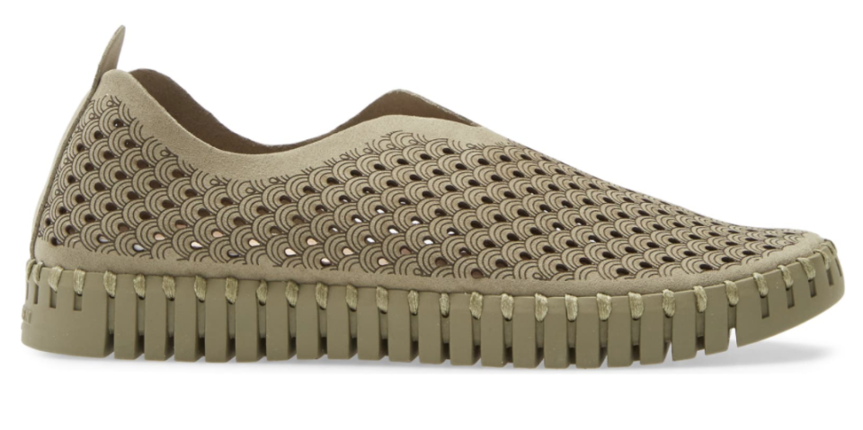 Ilse Jacobsen Tulip 139 Perforated Slip-On Sneaker in All Army 