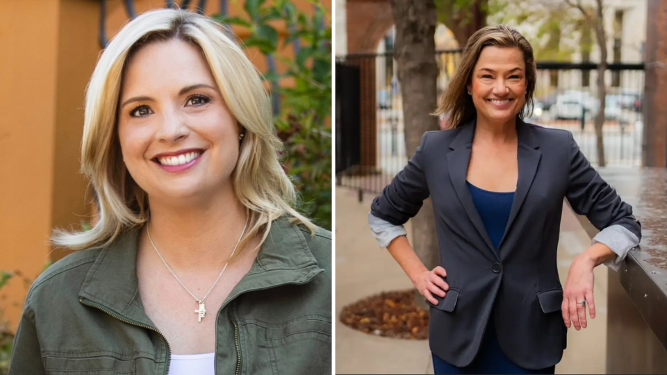Republican incumbent U.S. Rep. Ashley Hinson, left, and Democrat Sarah Corkery are running to represent Iowa's 2nd Congressional District.