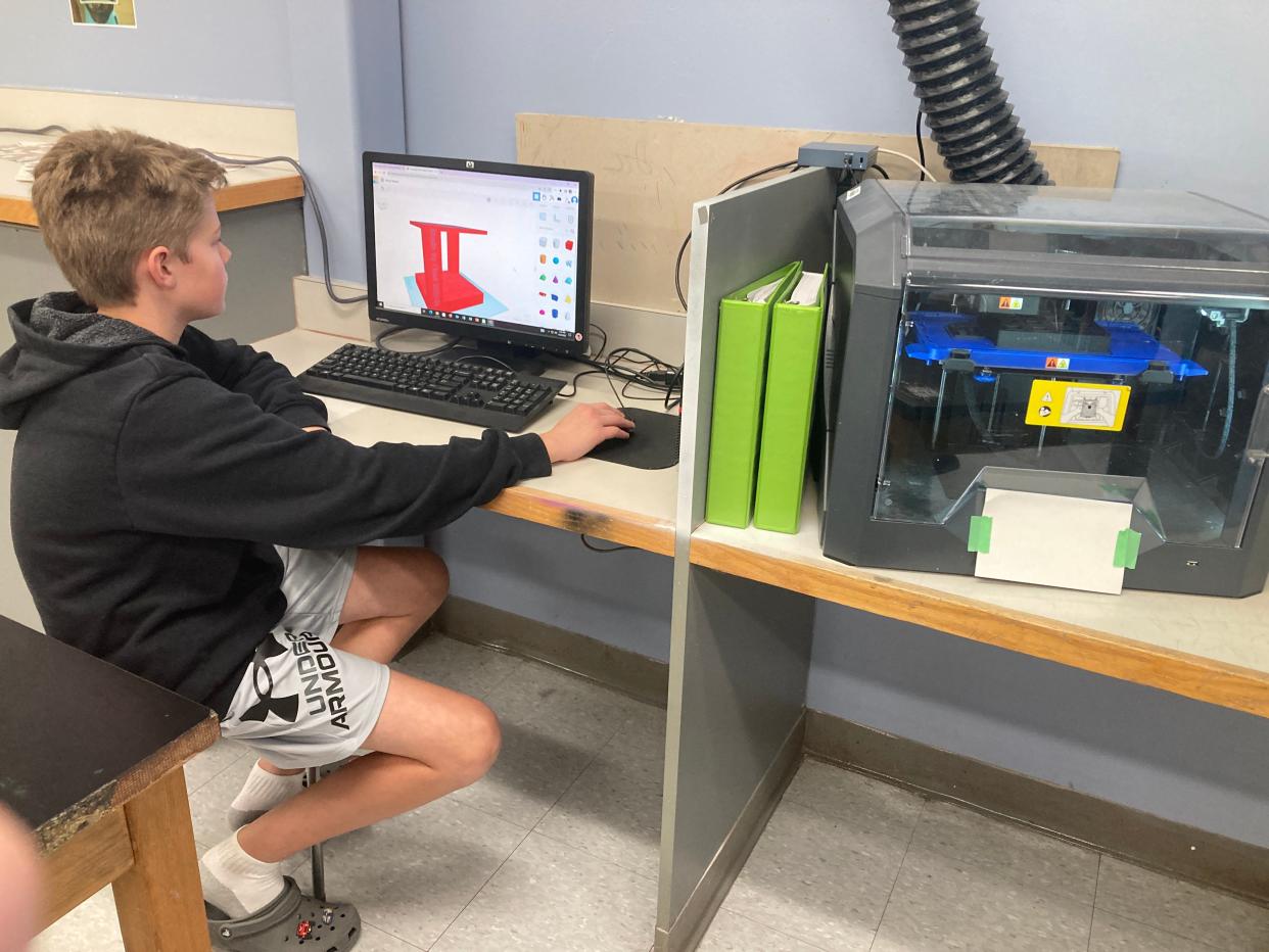 Students at Prairie Ridge Middle School have been making projects like custom ornaments and molds with 3D printers and laser engravers, and they will soon be creating musical instruments for students with special needs.