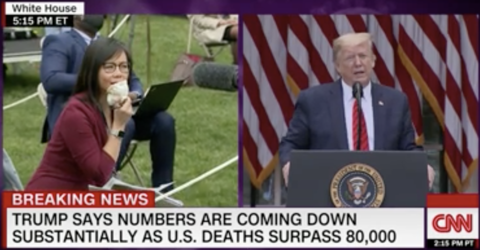 President Donald Trump responded to a reporters question by saying she should "ask China". Source: CNN