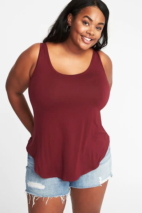 3) Plus-Size Luxe Curved-Hem Tank