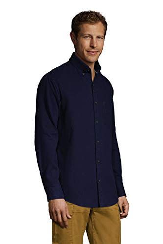 4) Lands' End Mens Traditional Fit Flagship Flannel Shirt Radiant Navy Regular Small