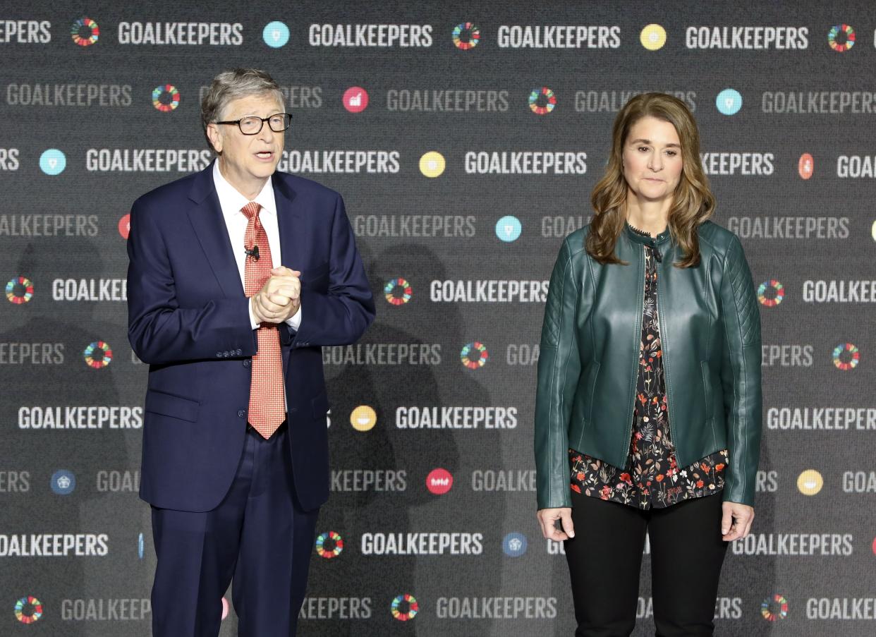 <p>Bill Gates and his wife Melinda Gates introduce the Goalkeepers event at Lincoln Center on 26 September 2018, in New York</p> (AFP via Getty Images)