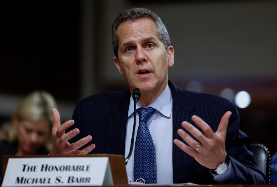 Federal Reserve Board Vice Chair for Supervision, Michael Barr, testifies before a Senate Banking, Housing, and Urban Affairs Committee hearing in the wake of recent bank failures, on Capitol Hill in Washington, U.S., May 18, 2023. REUTERS/Evelyn Hockstein