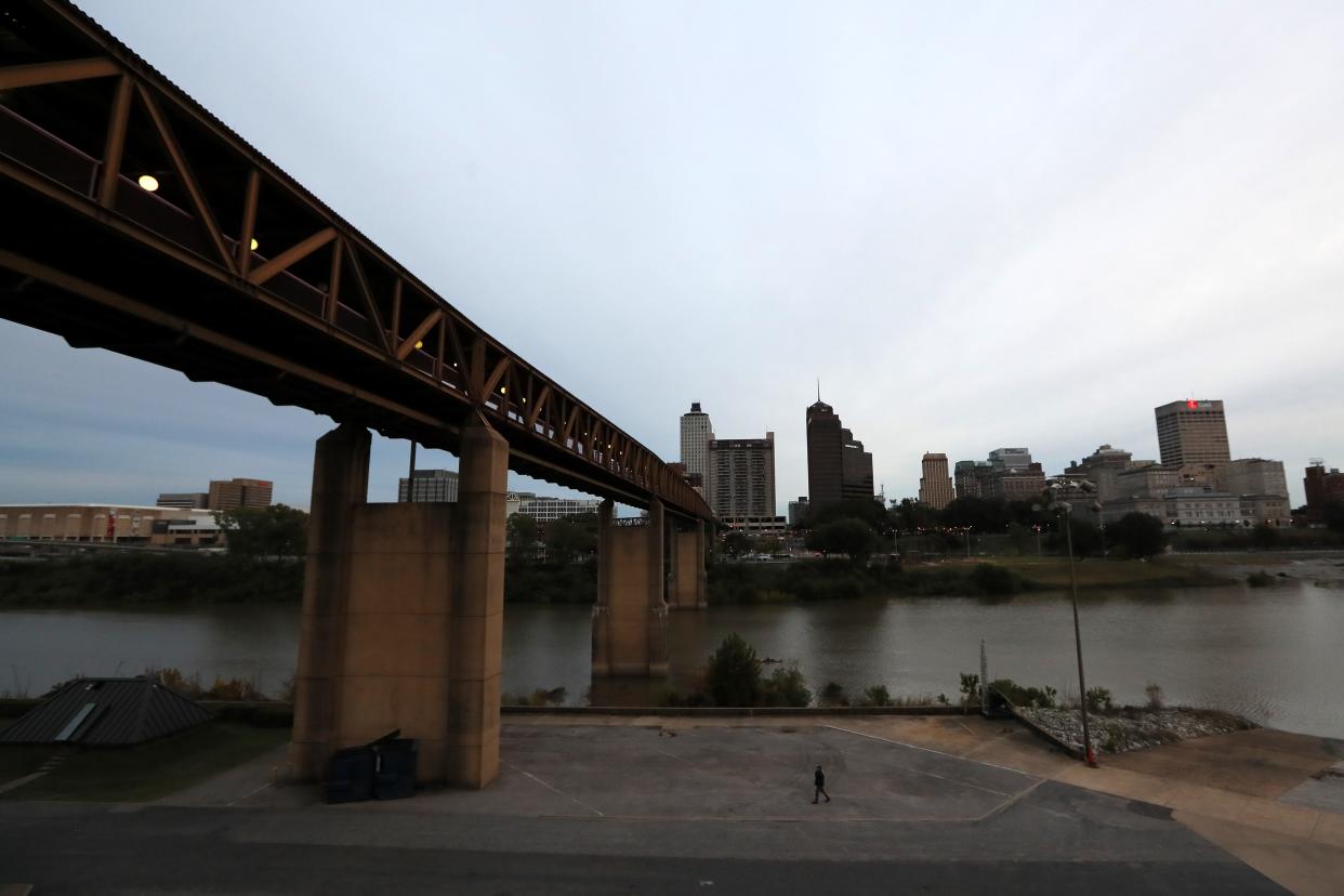 Downtown Memphis skyline viewed from Mud Island on Wednesday, Oct. 24, 2018. 