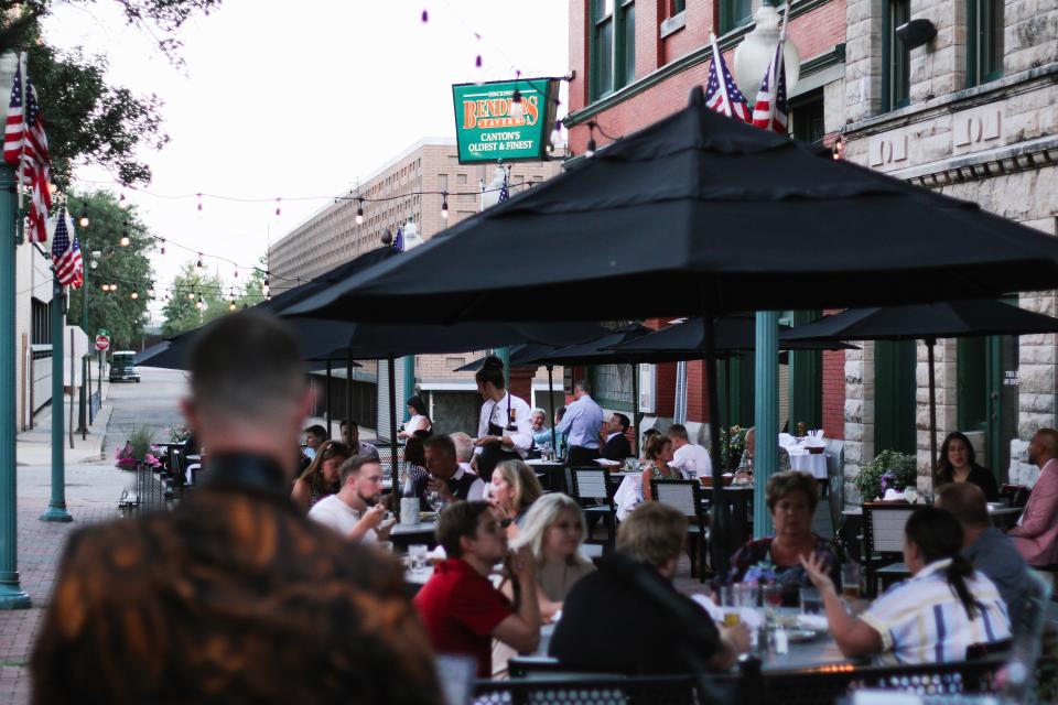 Bender's Tavern patio offers the opportunity to enjoy an historic location serving seasonal modern cuisine while dining outdoors in bustling downtown Canton.