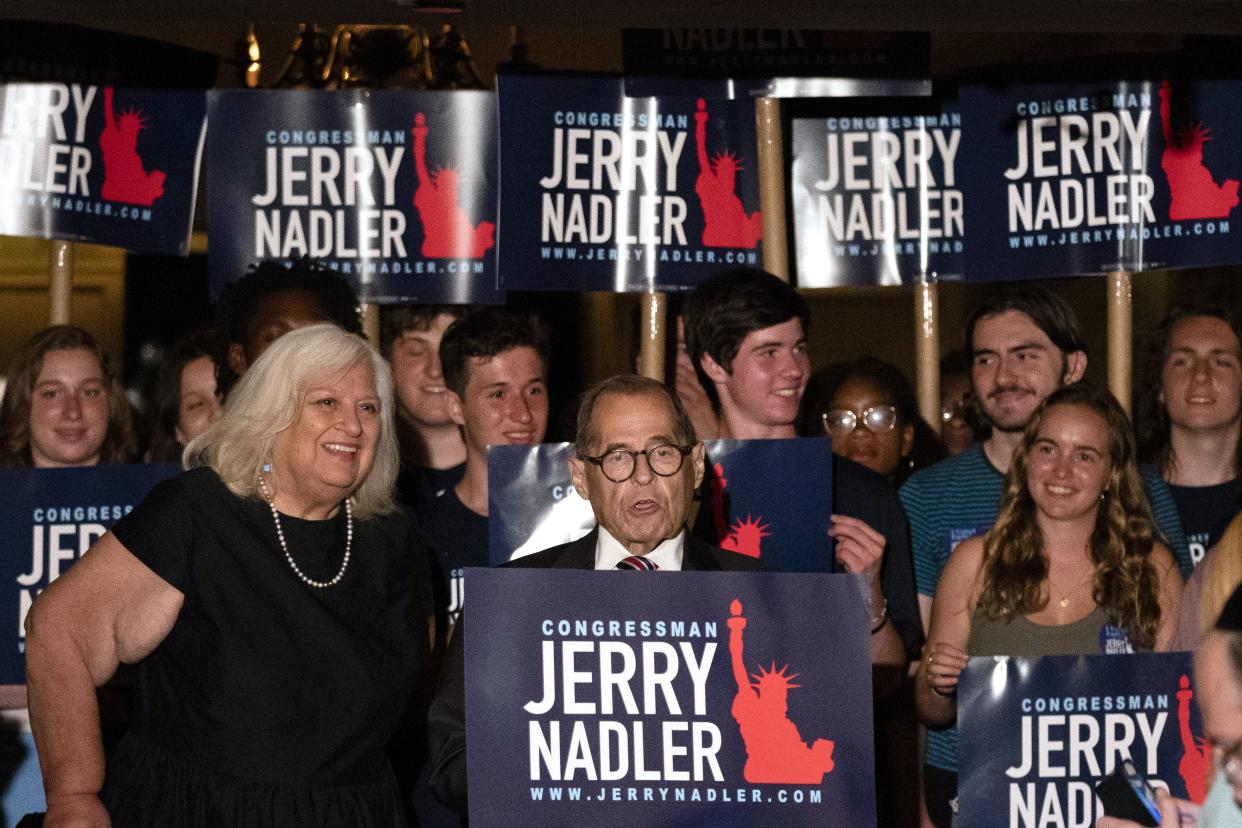 Rep. Jerry Nadler speaks during his election night victory party in the Democratic primary election, Tuesday, Aug. 23, 2022, in New York. 