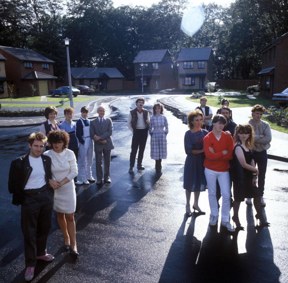 Cast Of The Channel Four Soap 'brookside' Pictured On The Show's Set 'brookside Close', 04.10.1982. . (Photo by Photoshot/Getty Images)