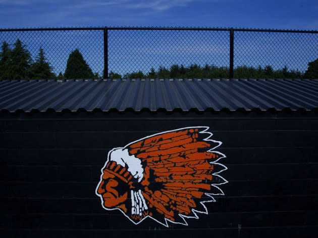 Oregon's Molalla High features its "Indians" mascot on the baseball diamond's dugout -- The Oregonian