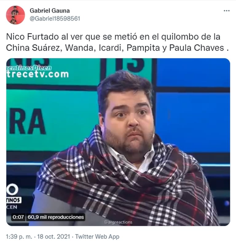 Los usuarios de divirtieron sobre lo que podría estar pensando Nicolás Furtado, tras ser relacionado con la China Suárez