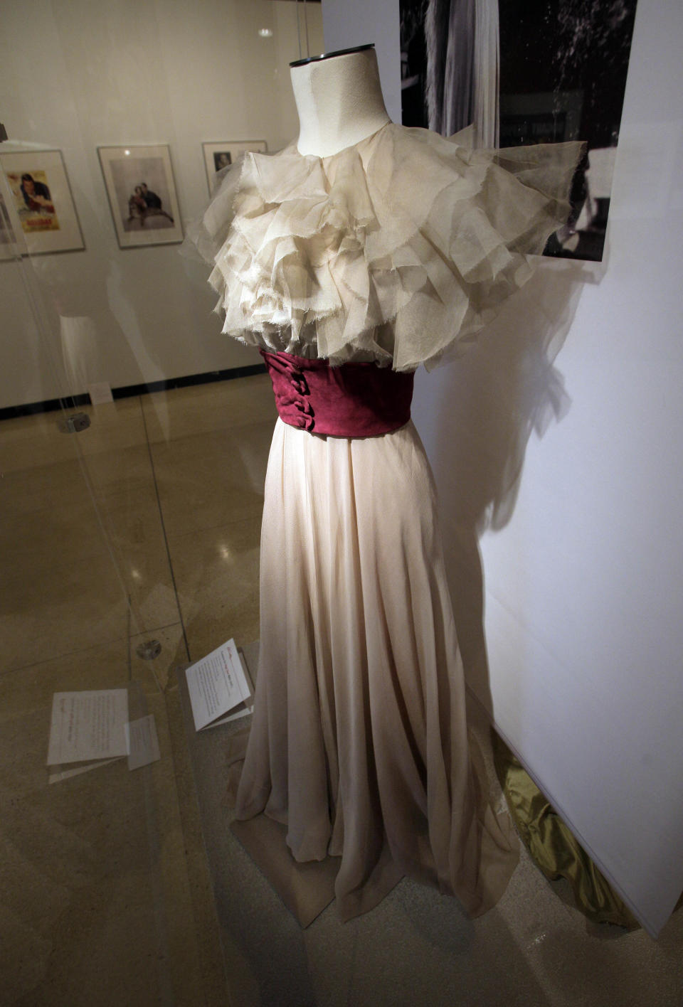 A design by Muriel King, from the 1937 RKO movie "Stage Door," is shown as part of the "Katharine Hepburn: Dressed for Stage and Screen" exhibit in the New York Public Library for the Performing Arts at Lincoln Center, Tuesday, Oct. 16, 2012. (AP Photo/Richard Drew)