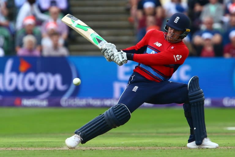 England's Jason Roy plays a shot during the second international Twenty20 cricket match between England and South Africa at The Cooper Associates County Ground in Taunton, south-west England, on June 23, 2017