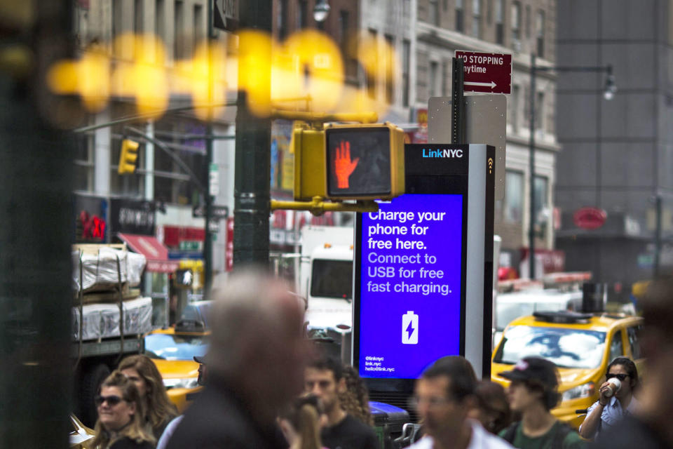 Numerous cities display real-time bus arrivals on public screens, but New York