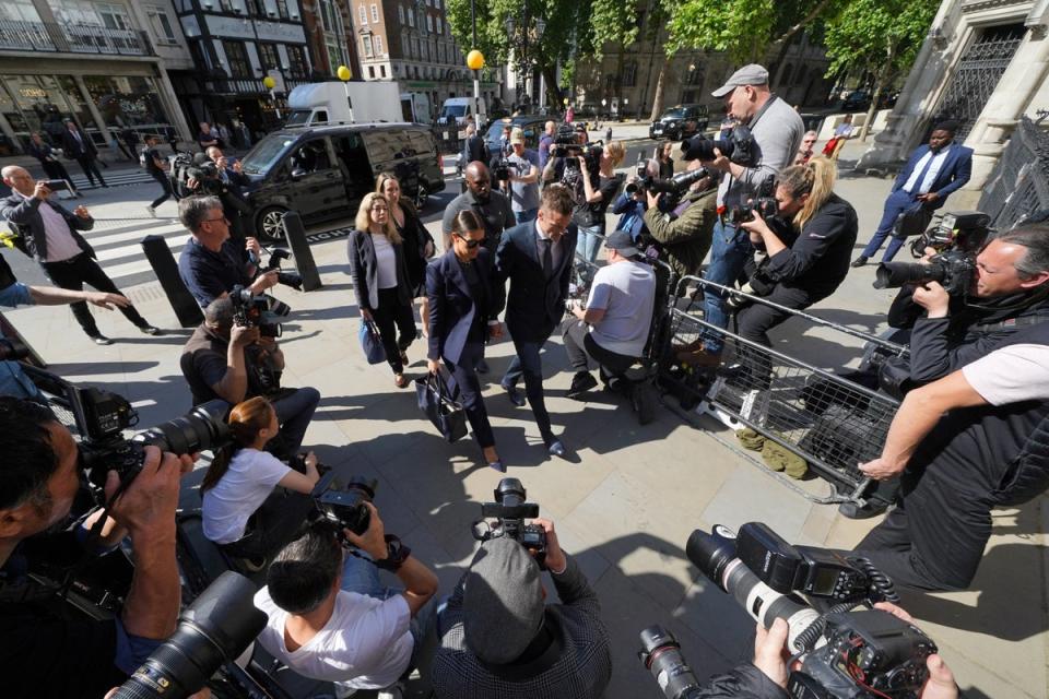 Rebekah and Jamie Vardy arrive at the Royal Courts of Justice (Yui Mok/PA) (PA Wire)