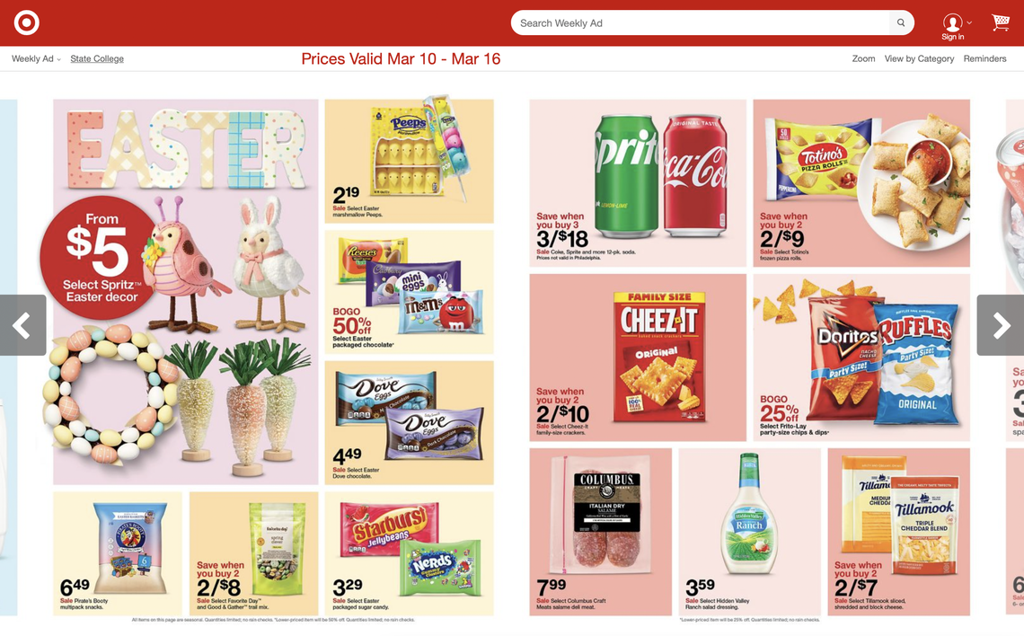 A look at Target’s March 10-16 sales advertisement for its 315 Colonnade Blvd. store in State College.