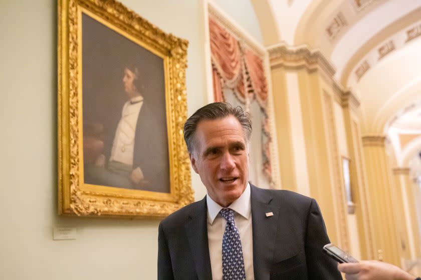 Mandatory Credit: Photo by ERIK S LESSER/EPA-EFE/REX (10508975c) Republican Senator from Utah Mitt Romney arrives to attend a Senate Republican luncheon at the US Capitol in Washington, DC, USA, 18 December 2019. The US House of Representatives is poised to vote on two articles of impeachment against US President Donald J. Trump, for abuse of power and obstruction of Congress. If passed, Trump would become the third US president in history to be impeached. An impeachment would lead to a trial in the US Senate, where a two-thirds vote of approval would be necessary in order to remove Trump as president. Republican luncheon arrivals, Washington, USA - 18 Dec 2019 ** Usable by LA, CT and MoD ONLY **