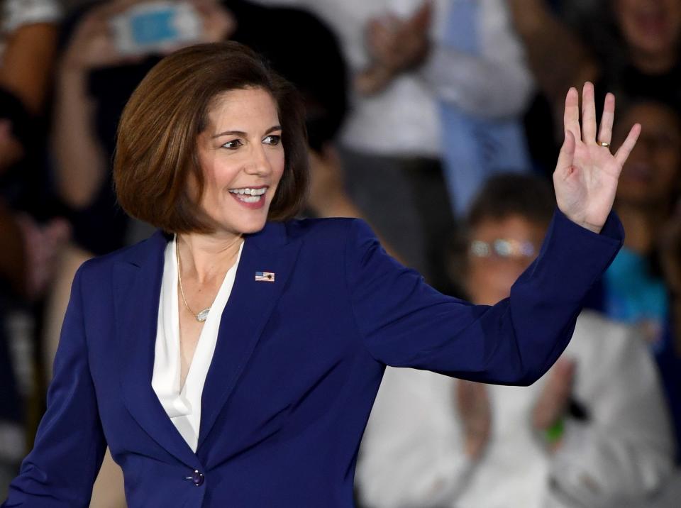 Catherine Cortez Masto arrives at a Clinton rally on Oct. 23, 2016, in North Las Vegas.