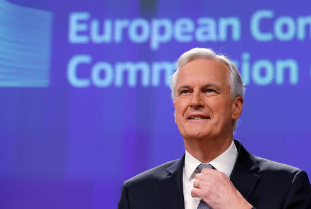 Michel Barnier, Chief Negotiator for the Preparation and Conduct of the Negotiations with the United Kingdom under Article 50 of the Treaty on European Union, holds a news conference at the EU Commission headquarters in Brussels, Belgium, December 6, 2016. REUTERS/Francois Lenoir