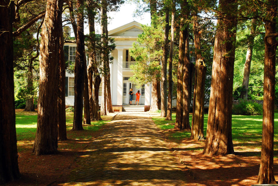 Two women visit Rowan Oak, William Faulkner's home in Oxford, Mississippi