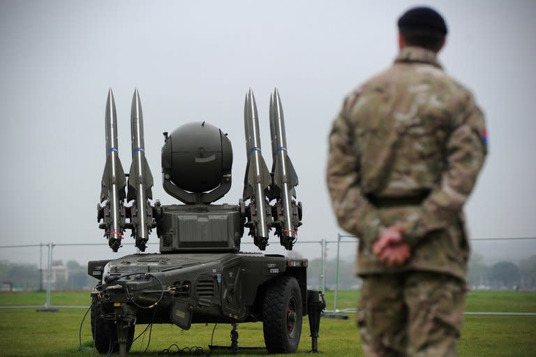 A soldier from the Royal Artillery looks on as a Rapier missile defence system, deployed to provide air security for the Olympics, is shown to members of the media at Blackheath in London on May 3, 2012. The British military's dependence on information technology means it could be "fatally compromised" by a cyber-attack but the government seems unprepared, lawmakers warned Wednesday