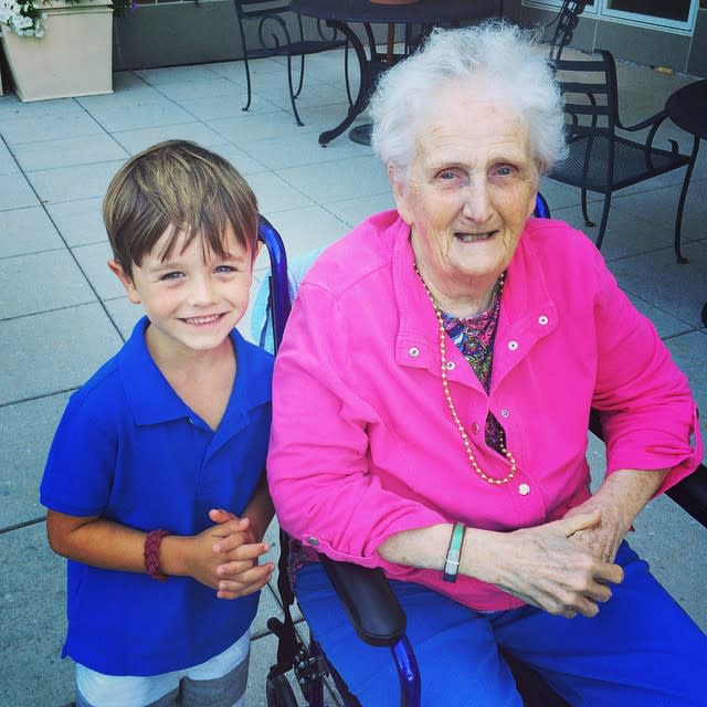 McIntyre’s Irish Catholic mother Katherine, pictured here with his son Griffin, wanted the band to keep it wholesome. Courtesy of Joey McIntyre