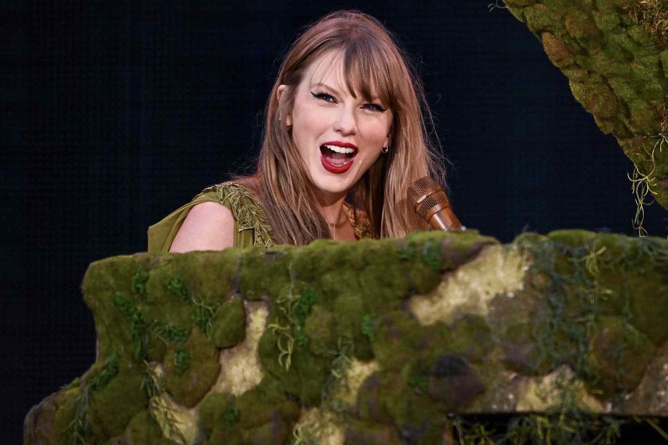 <p>Gareth Cattermole/TAS24/Getty</p> Taylor Swift performs in Liverpool on June 13, 2024.