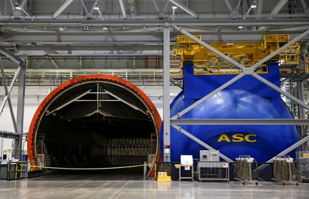 An autoclave is seen during a media tour of the Boeing 777X at the Boeing Composite Wing Center in Everett